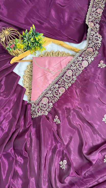 Royal Heavy Pitta and Flower Work Saree
