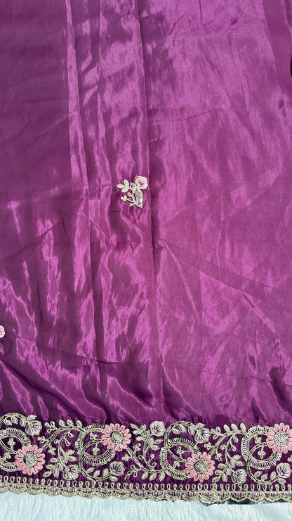 Royal Heavy Pitta and Flower Work Saree