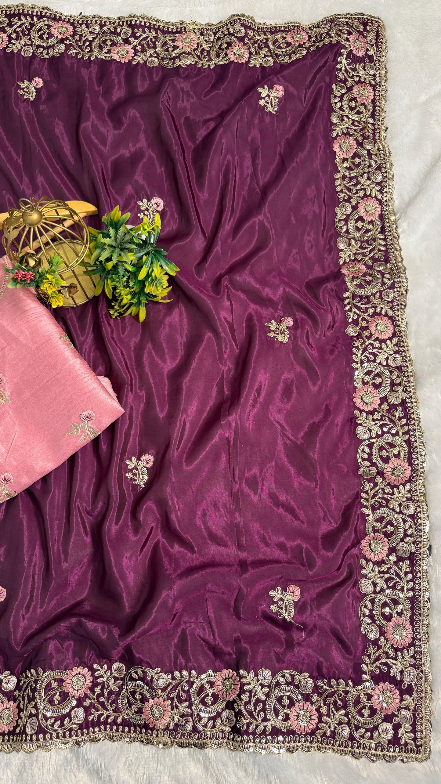 Royal Heavy Pitta and Flower Work Saree