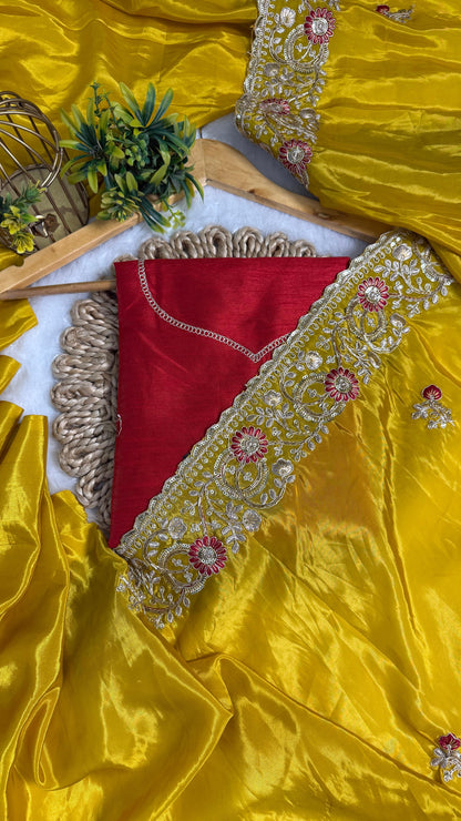 Royal Heavy Pitta and Flower Work Saree