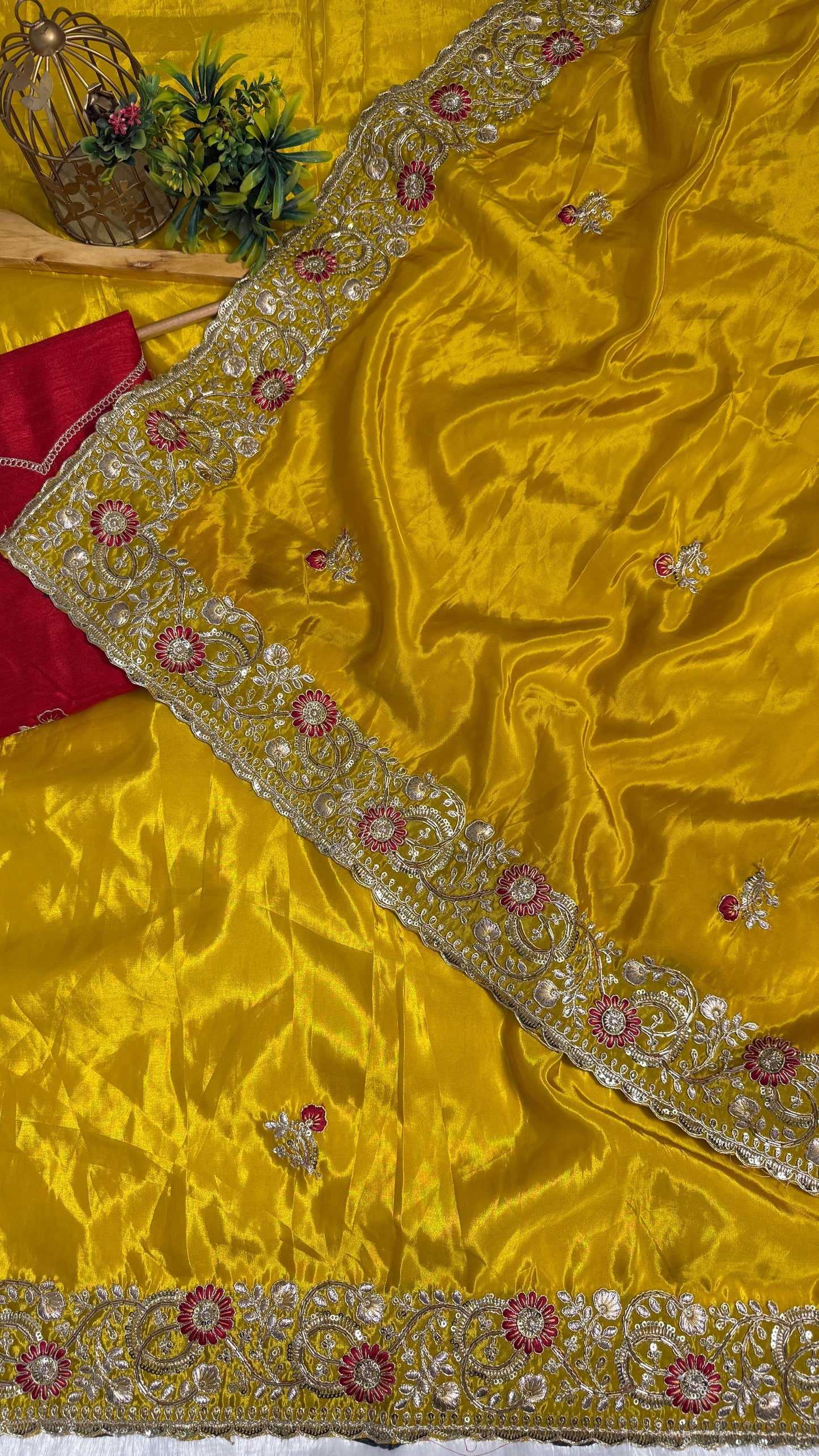Royal Heavy Pitta and Flower Work Saree