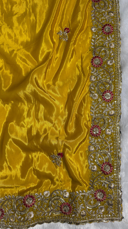 Royal Heavy Pitta and Flower Work Saree