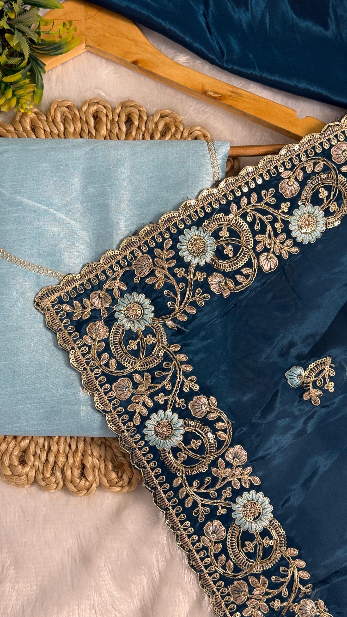 Royal Heavy Pitta and Flower Work Saree