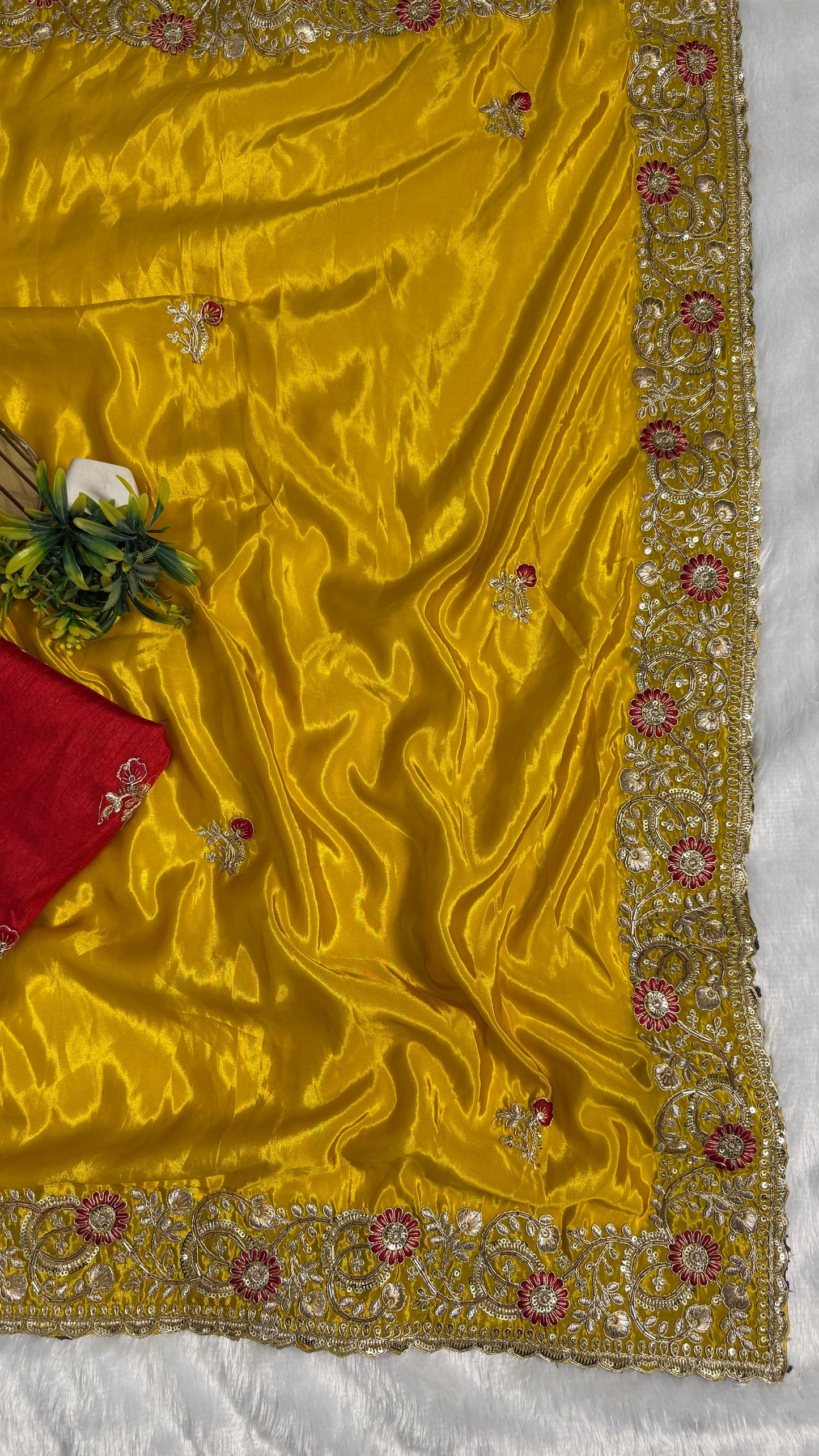 Royal Heavy Pitta and Flower Work Saree