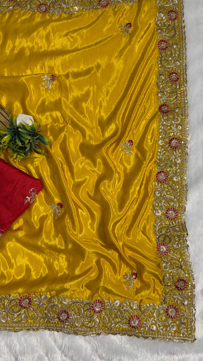Royal Heavy Pitta and Flower Work Saree