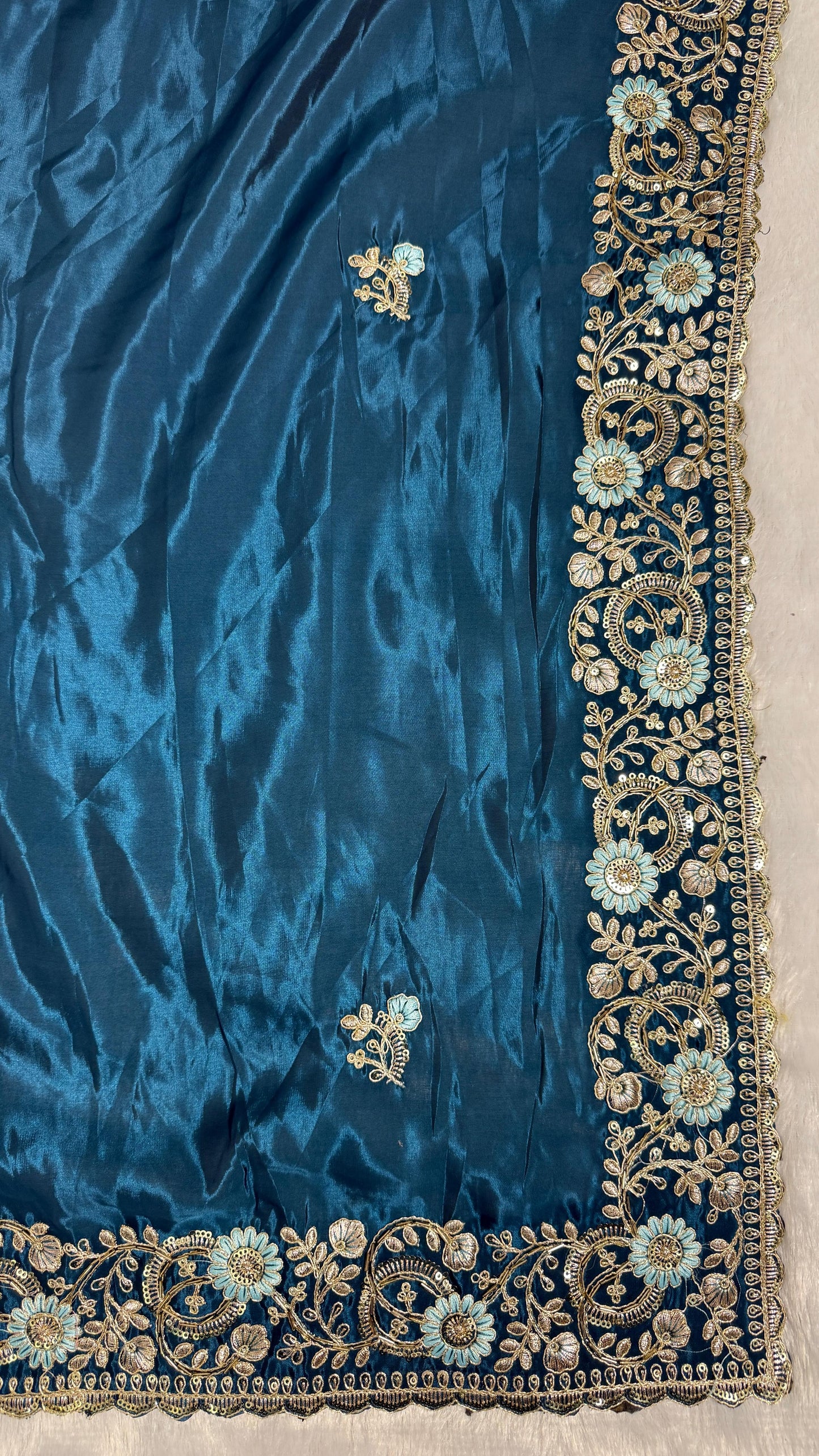 Royal Heavy Pitta and Flower Work Saree