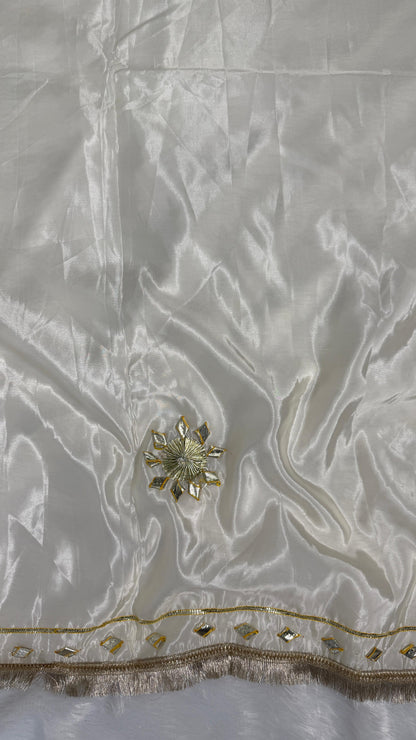 Beautiful Cream Saree with Gota Work (Different Blouse color)