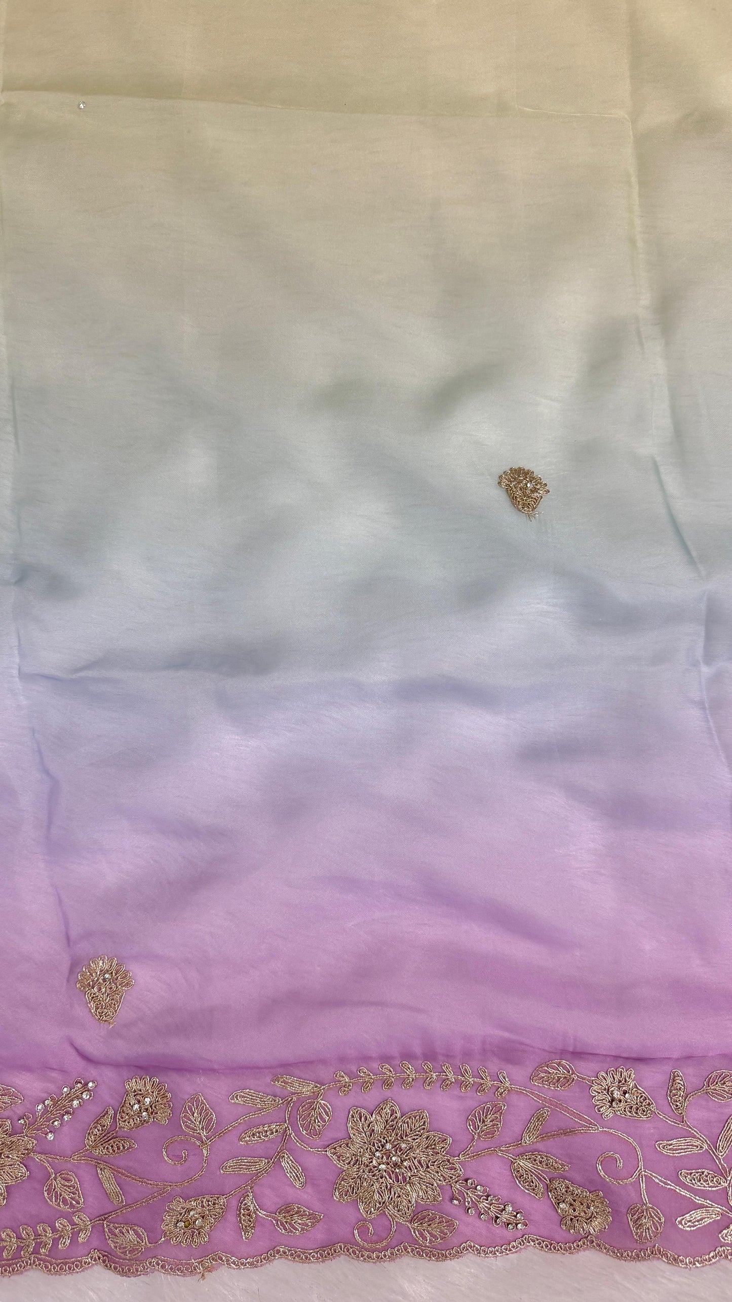Fancy Shaded Color Pitta Work Saree