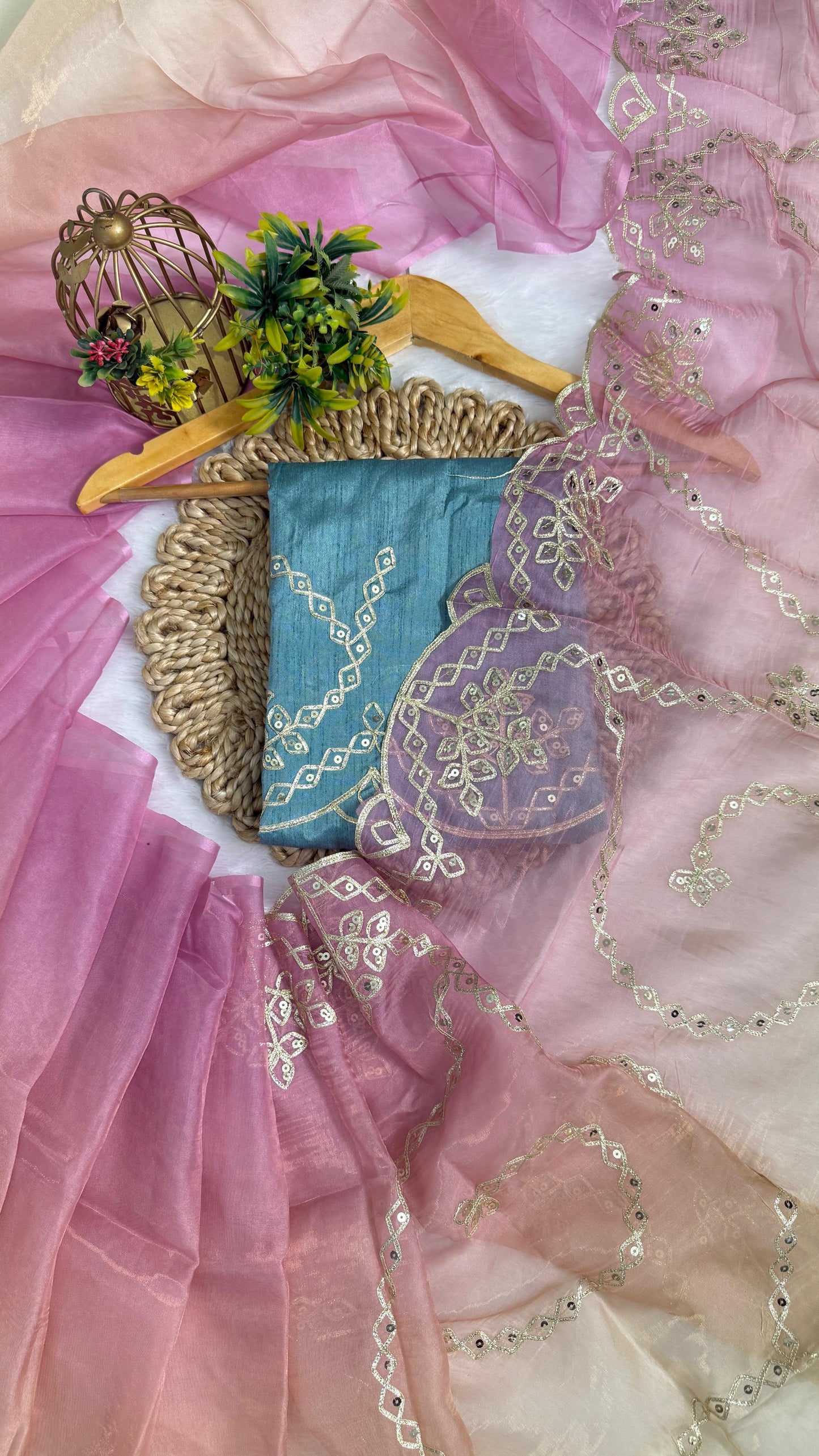Elegant Shaded Cutwork Saree