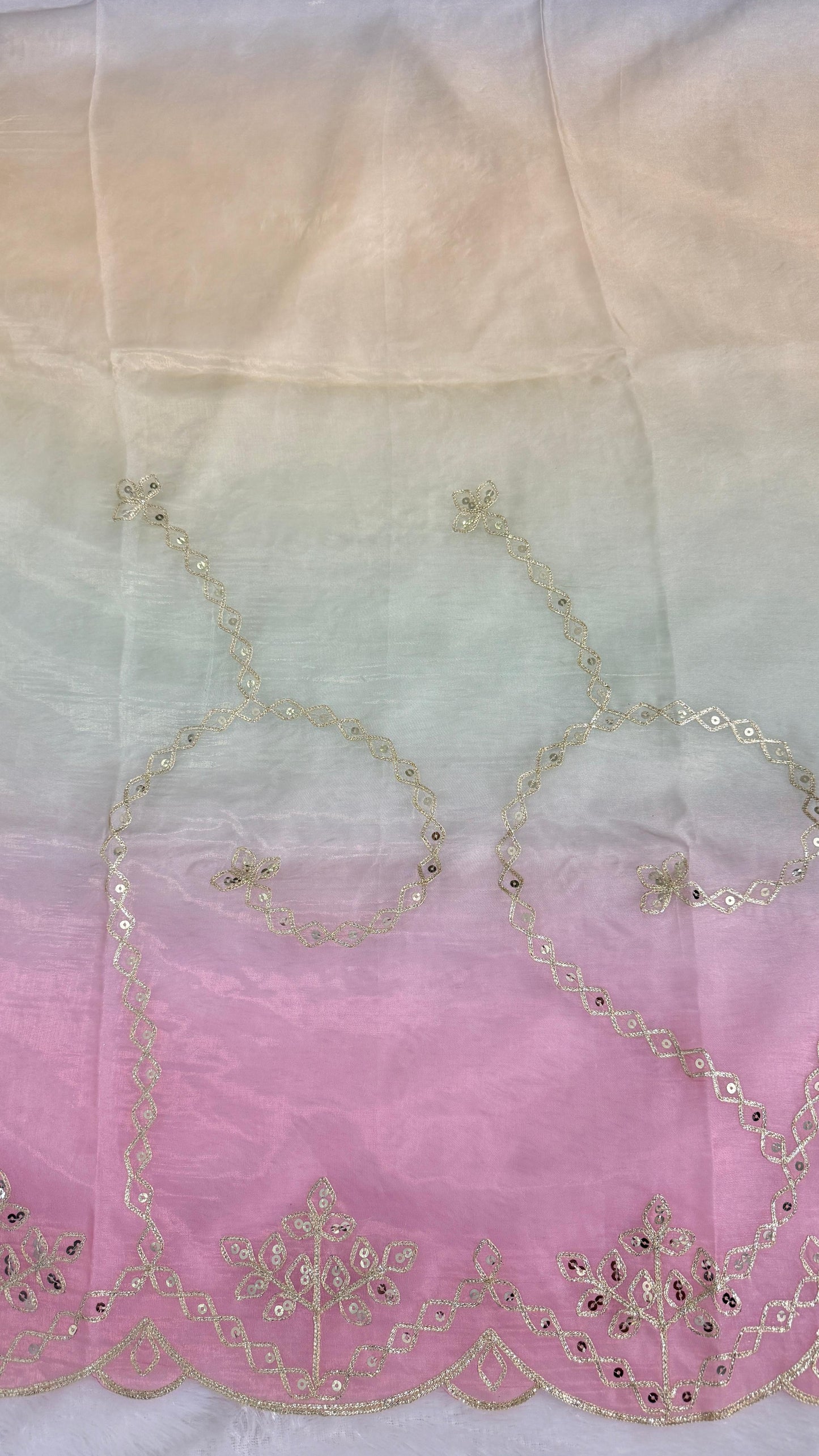 Elegant Shaded Cutwork Saree