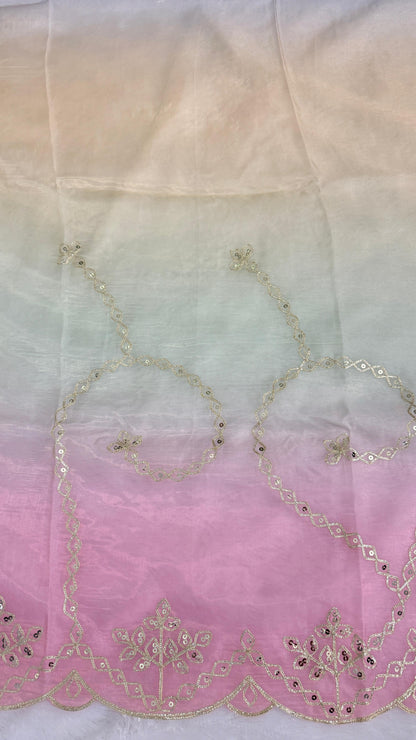 Elegant Shaded Cutwork Saree