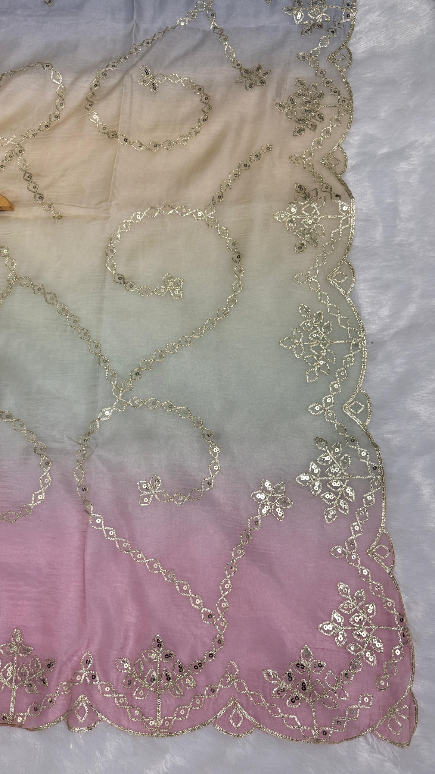 Elegant Shaded Cutwork Saree
