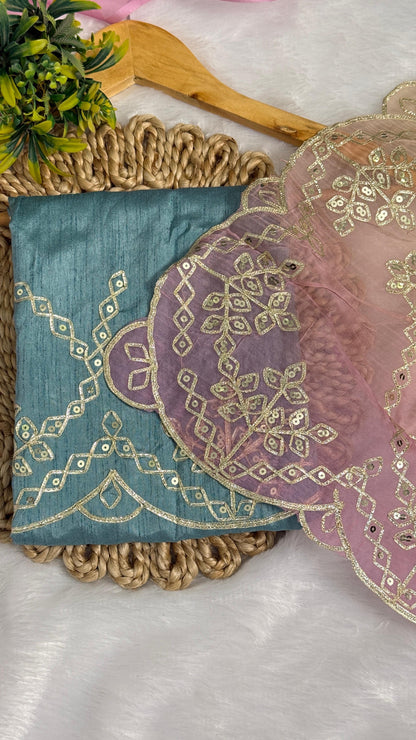 Elegant Shaded Cutwork Saree