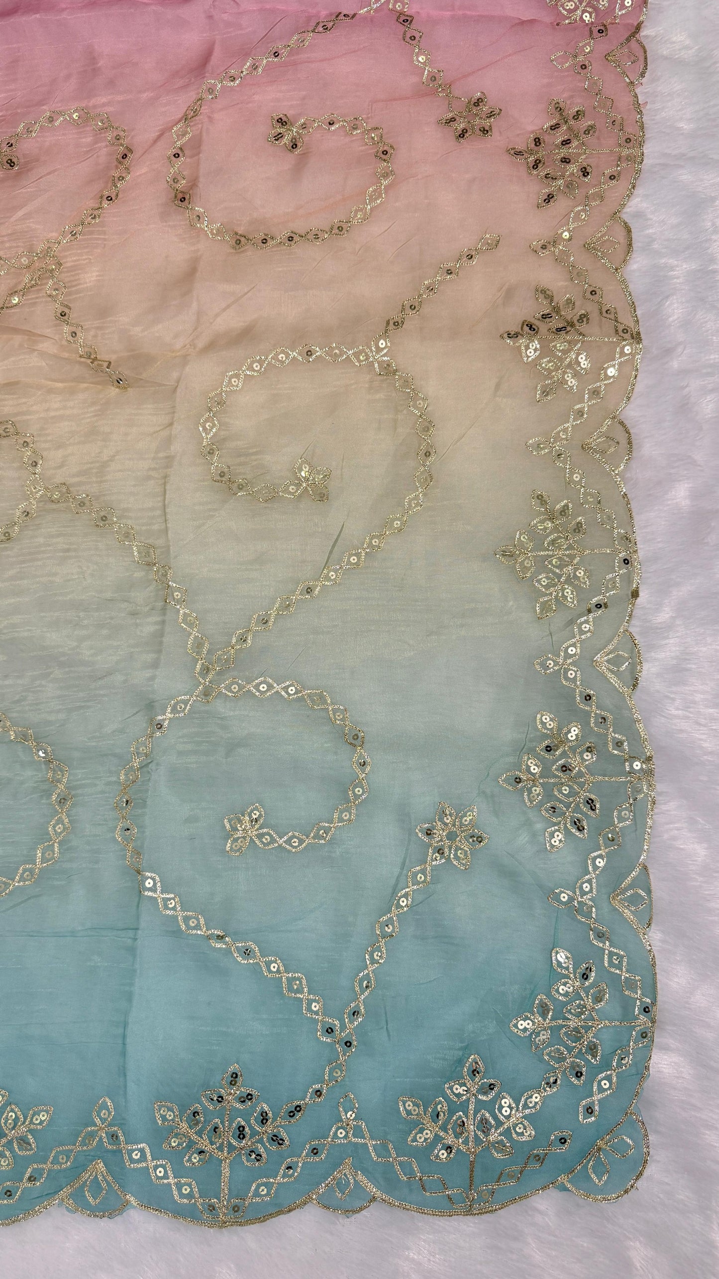 Elegant Shaded Cutwork Saree