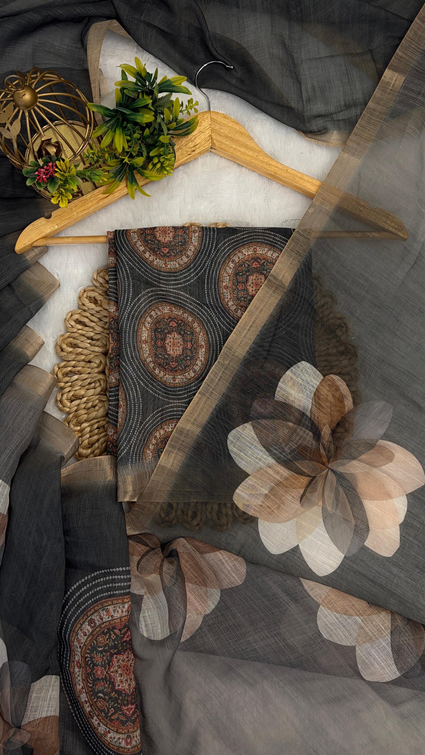 Cotton Linen Royal Print Saree