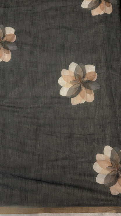 Cotton Linen Royal Print Saree