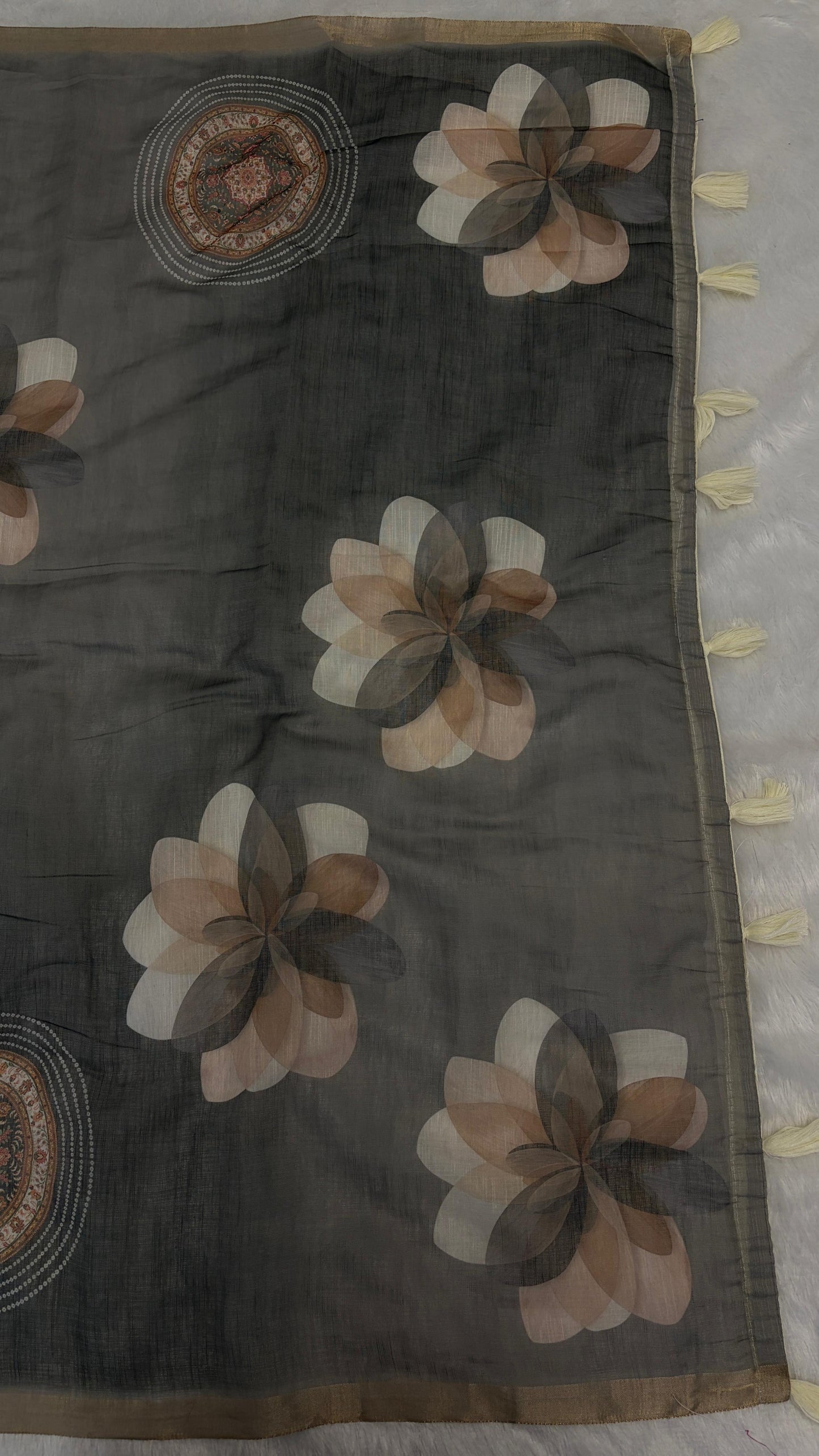 Cotton Linen Royal Print Saree