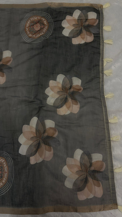 Cotton Linen Royal Print Saree