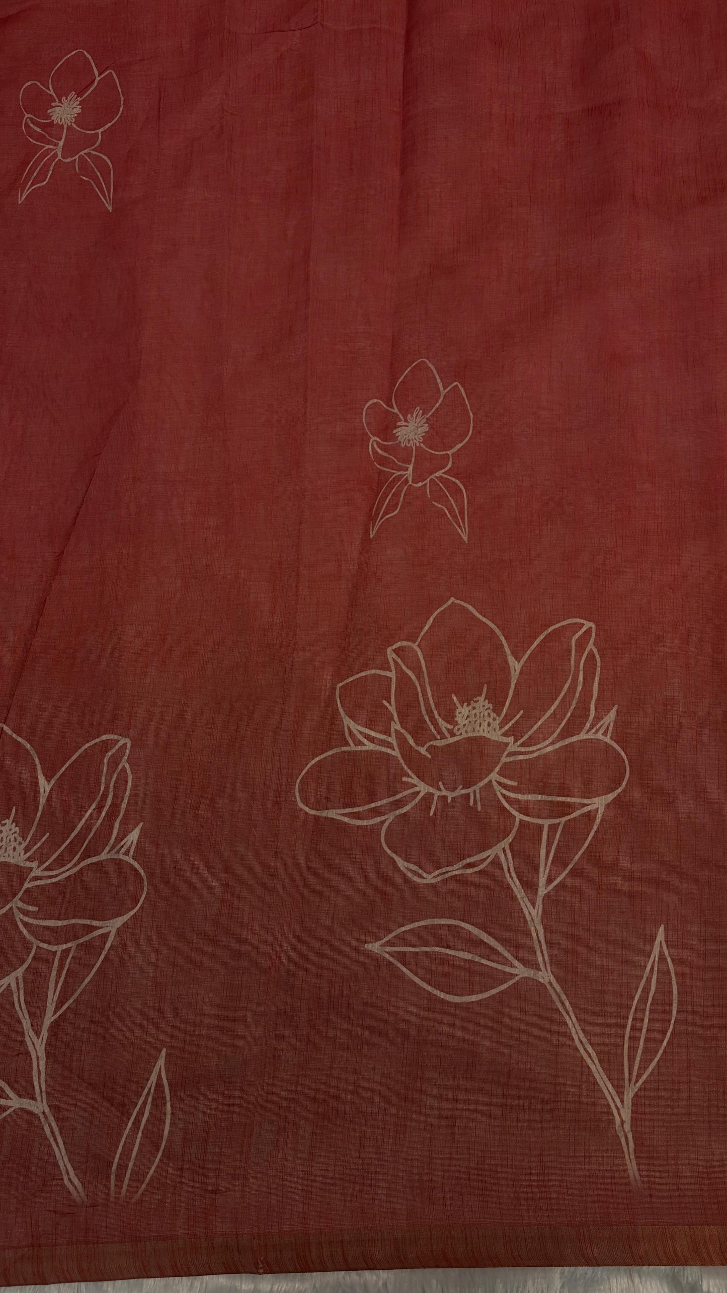Cotton Linen Flower Print Saree