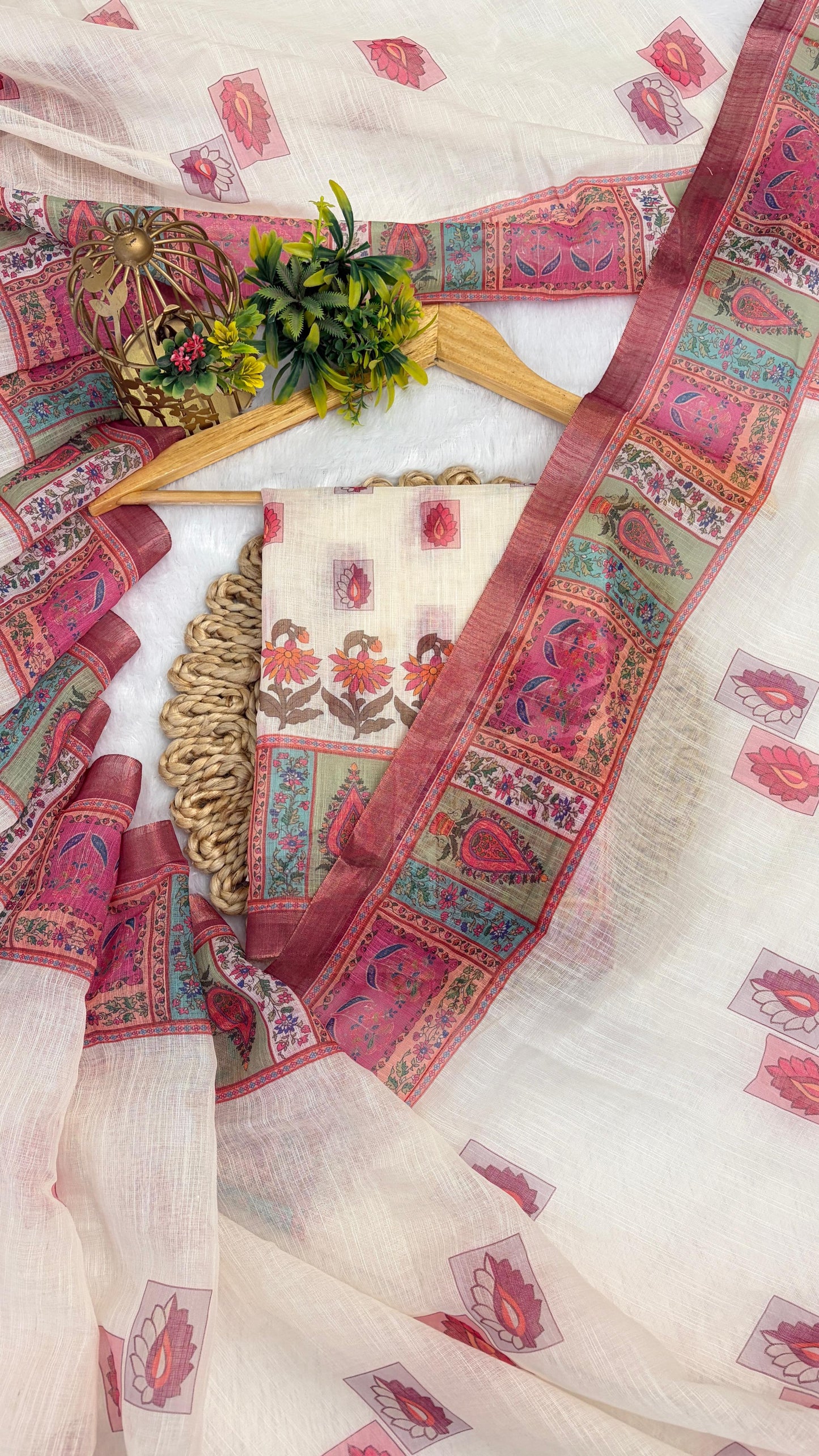 Cotton Linen Royal Print Saree