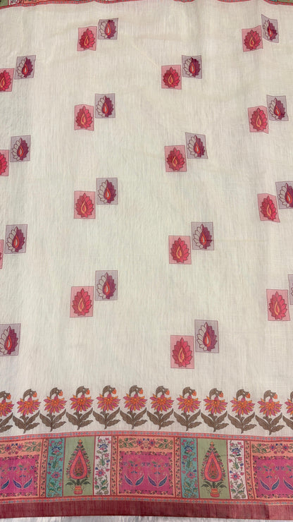 Cotton Linen Royal Print Saree