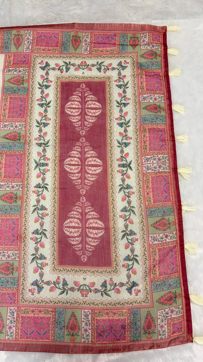 Cotton Linen Royal Print Saree
