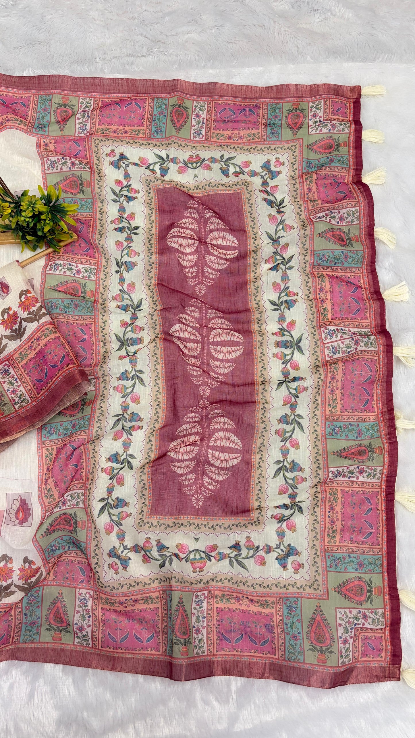 Cotton Linen Royal Print Saree