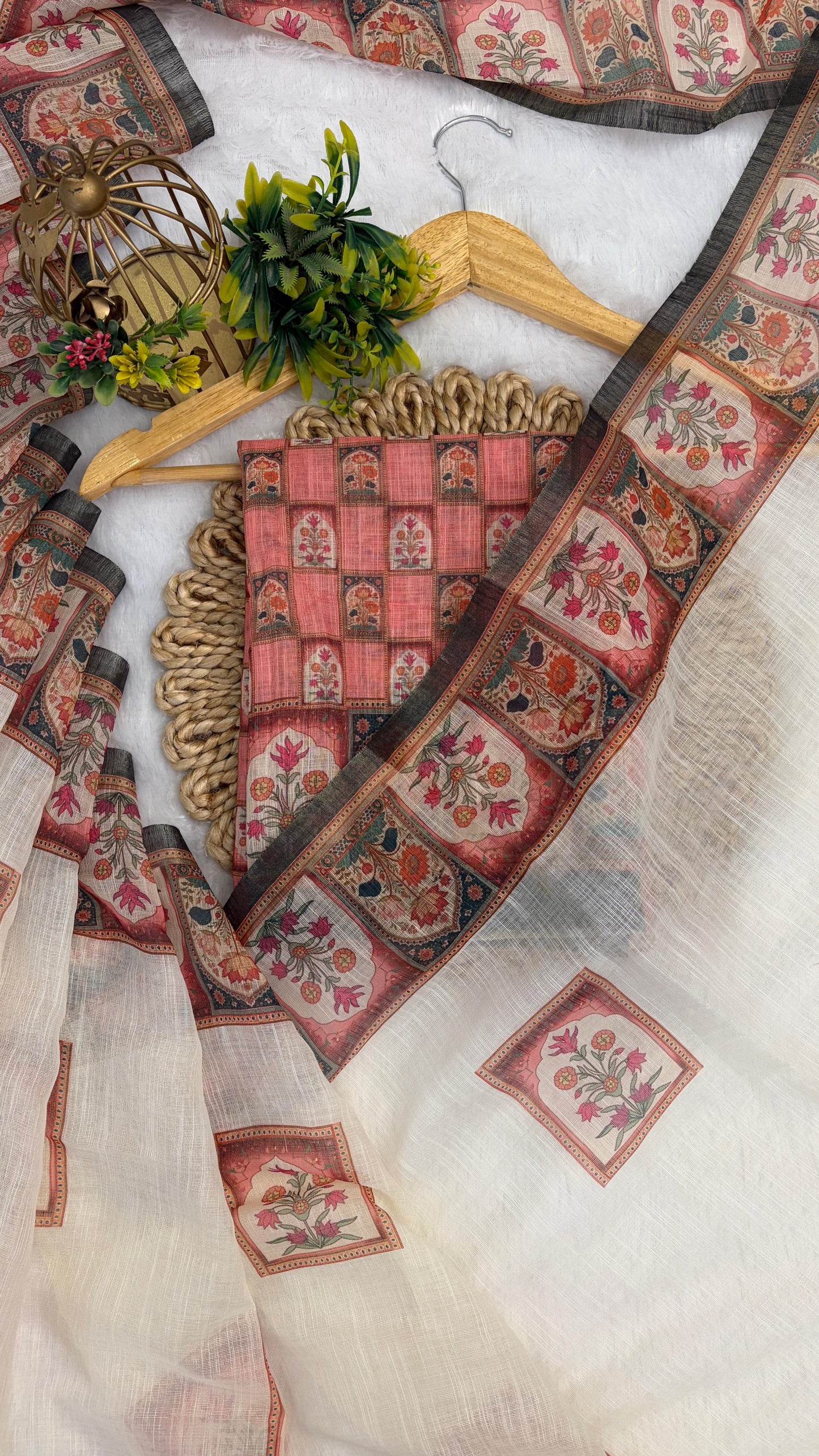 Cotton Linen Royal Print Saree