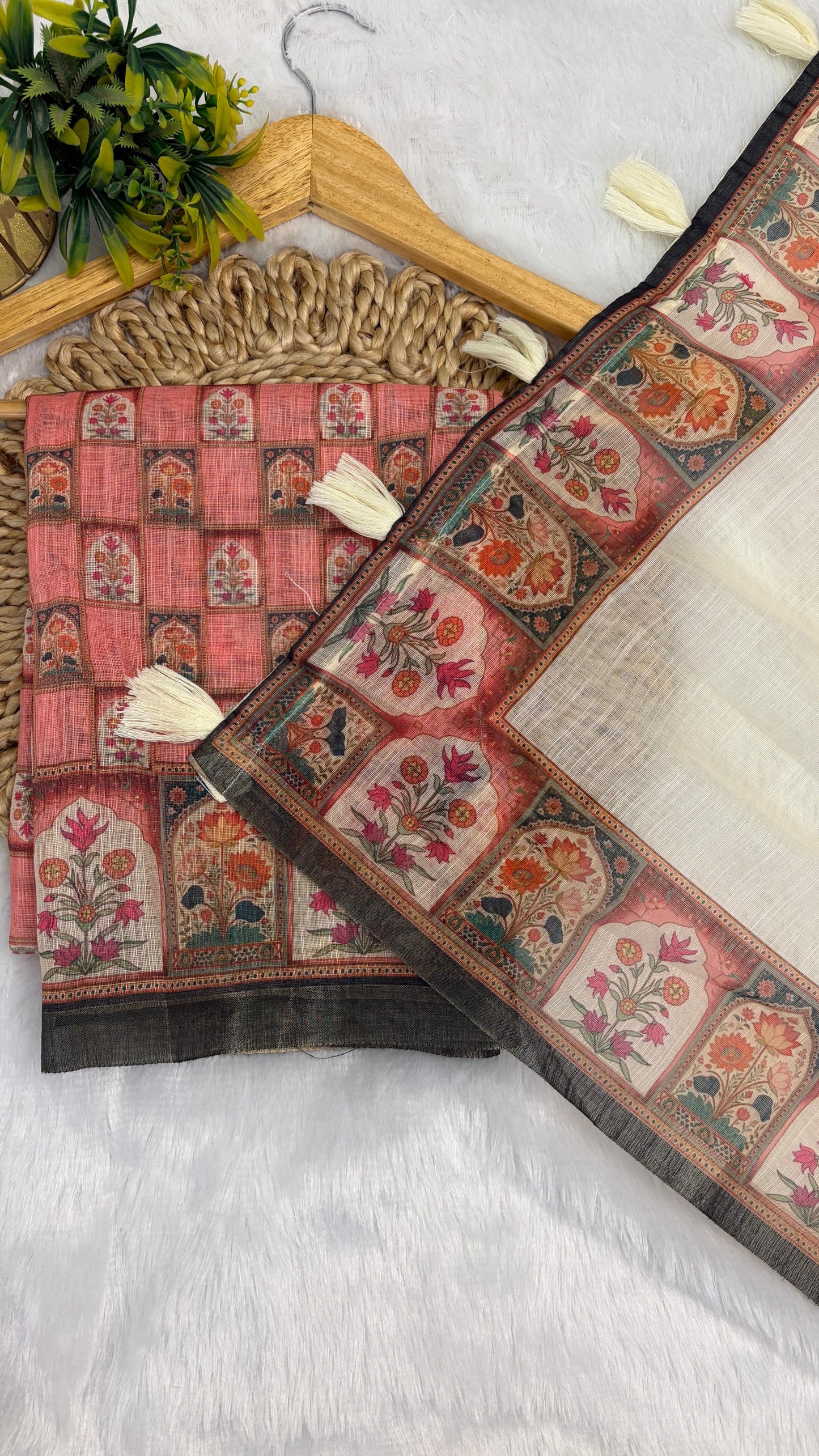 Cotton Linen Royal Print Saree