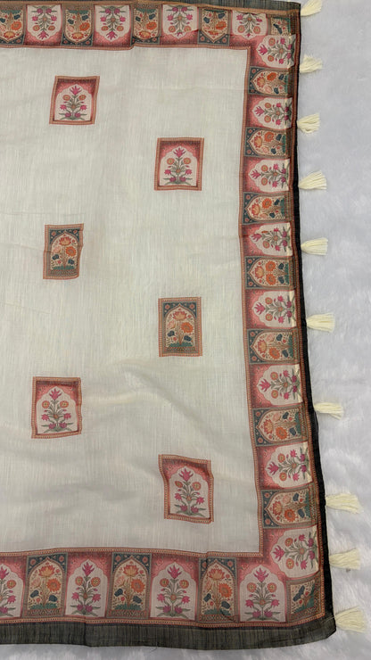Cotton Linen Royal Print Saree