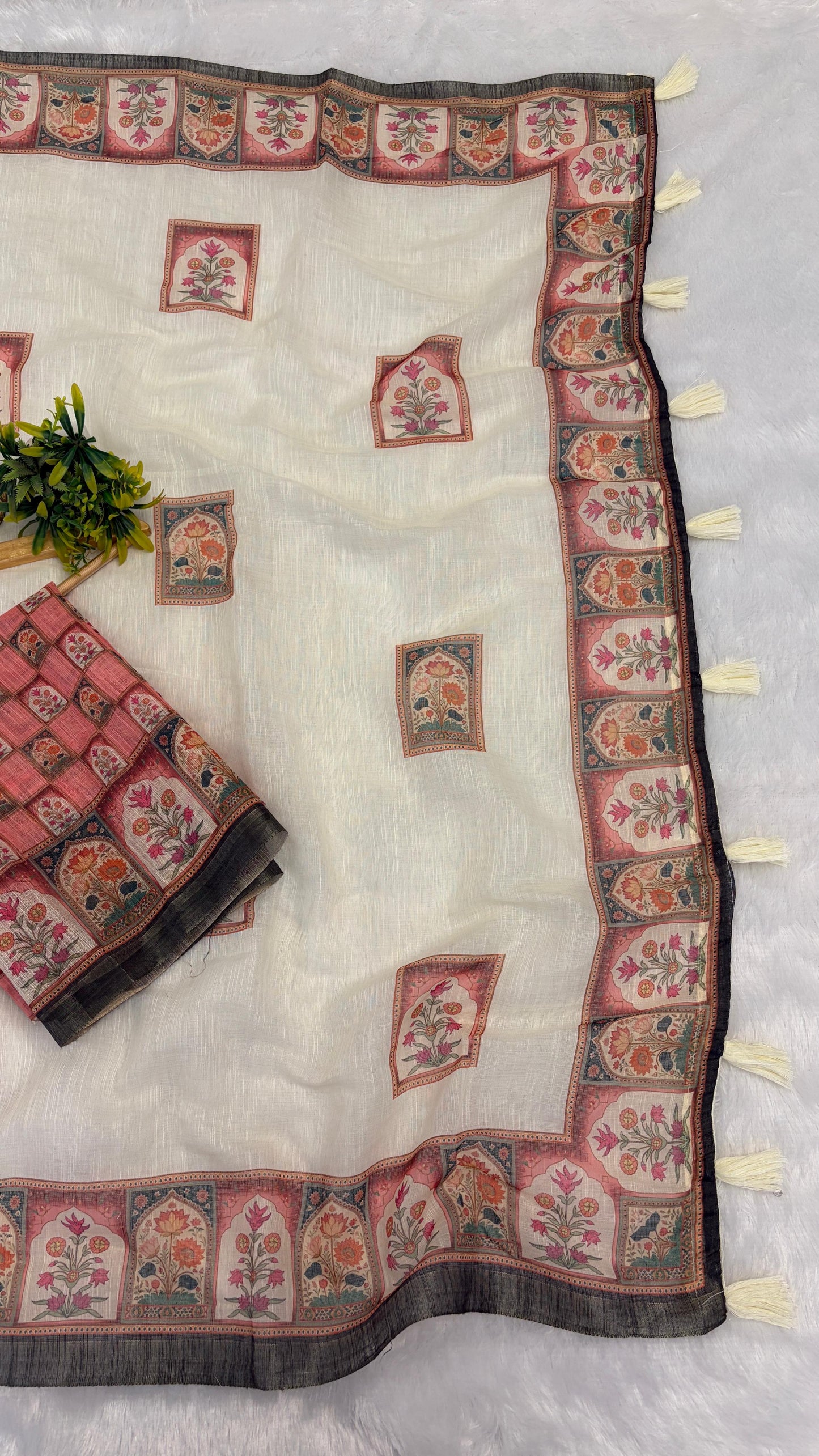 Cotton Linen Royal Print Saree