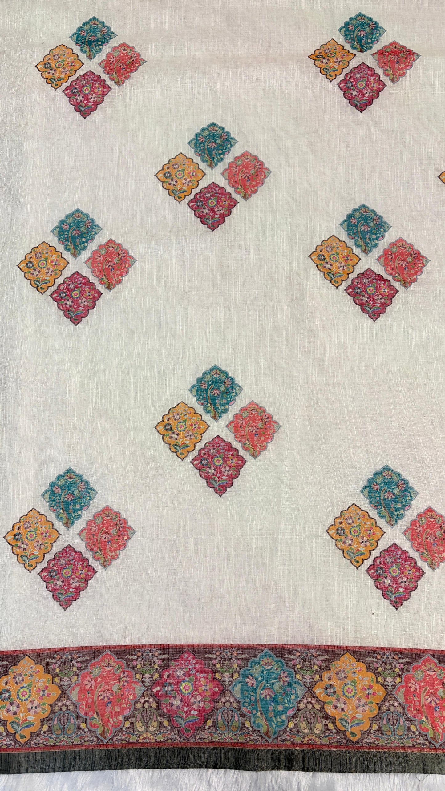 Cotton Linen Royal Print Saree