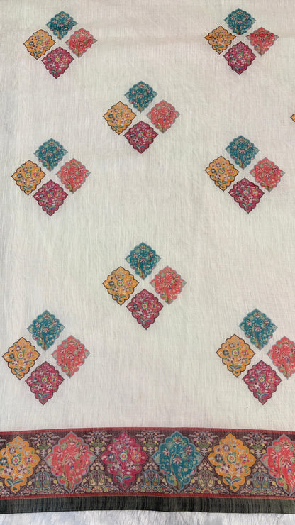 Cotton Linen Royal Print Saree