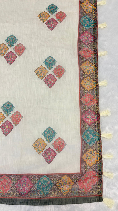 Cotton Linen Royal Print Saree