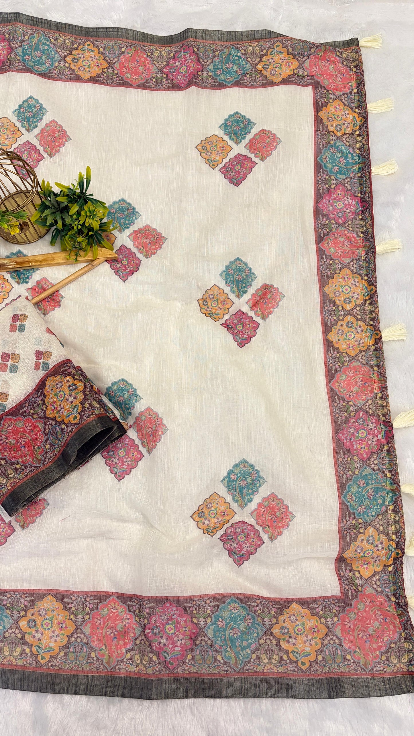 Cotton Linen Royal Print Saree