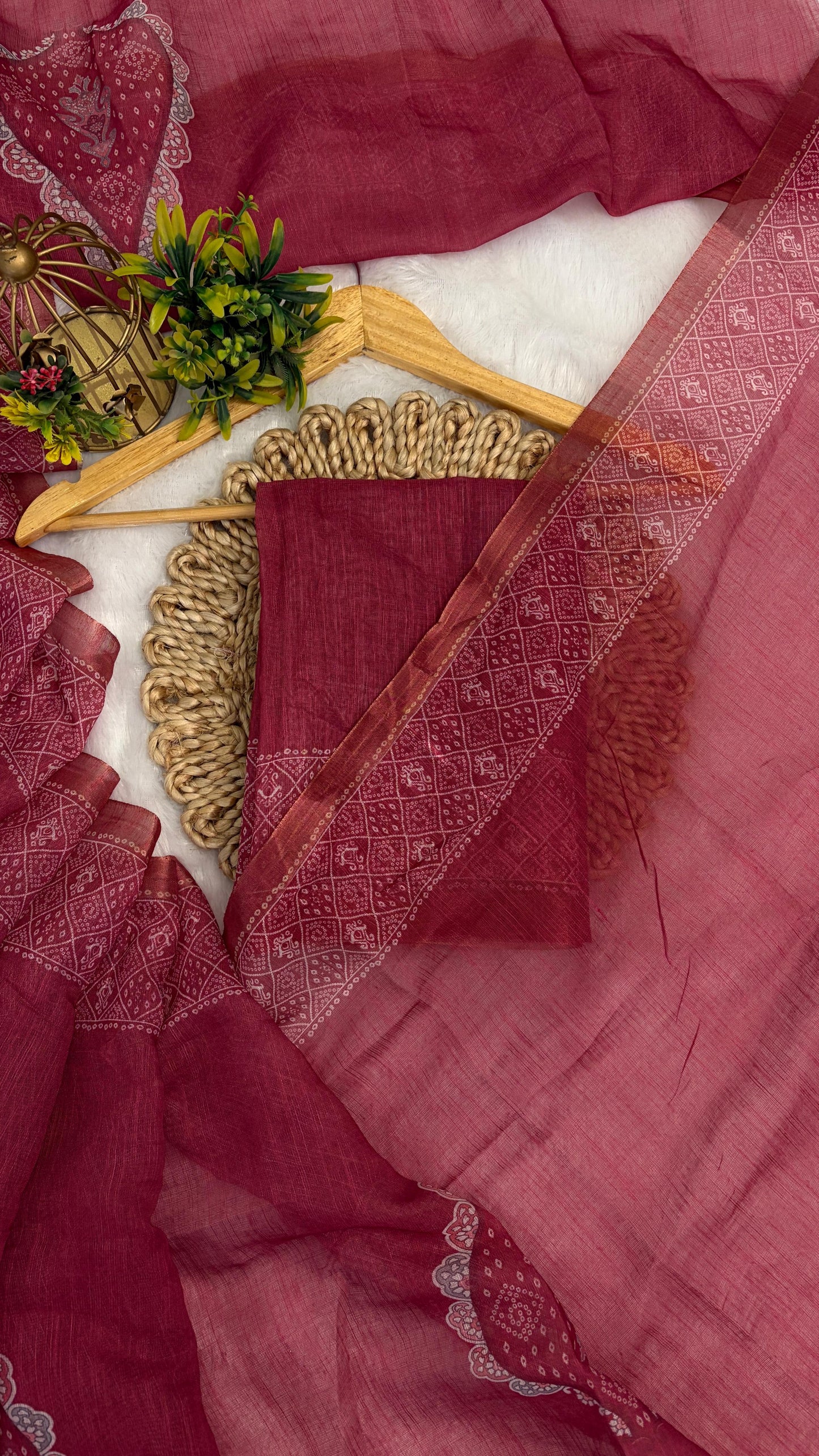 Cotton Linen Print Saree