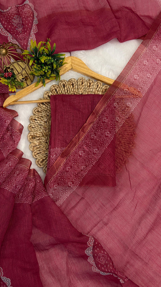 Cotton Linen Print Saree