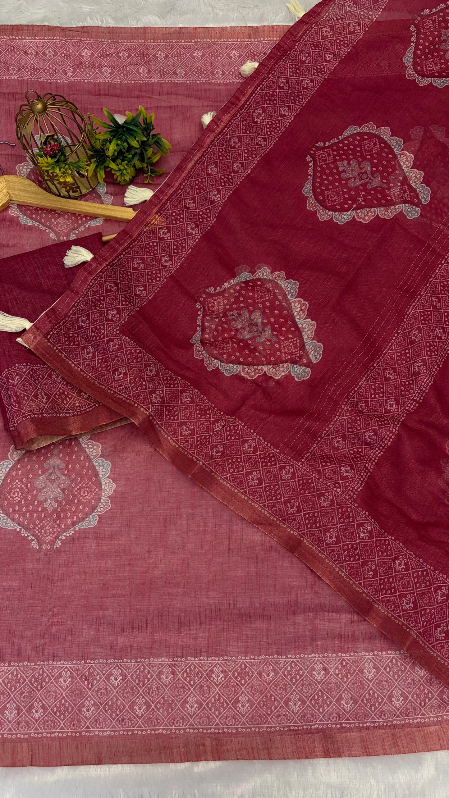 Cotton Linen Print Saree