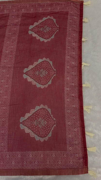 Cotton Linen Print Saree
