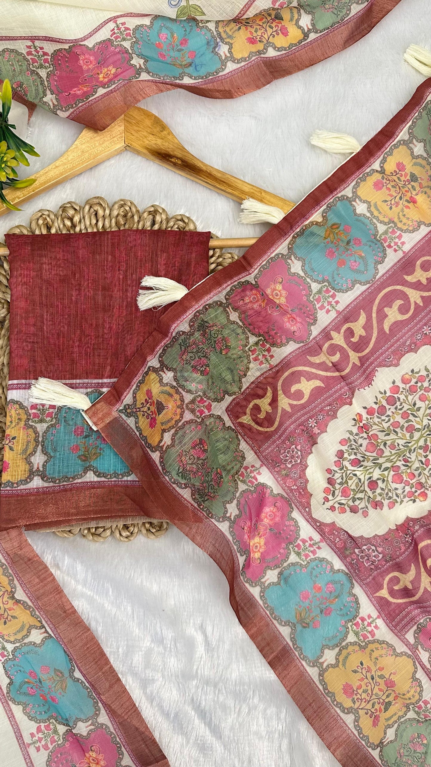 Cotton Linen Royal Print Saree