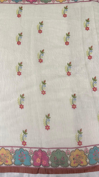 Cotton Linen Royal Print Saree