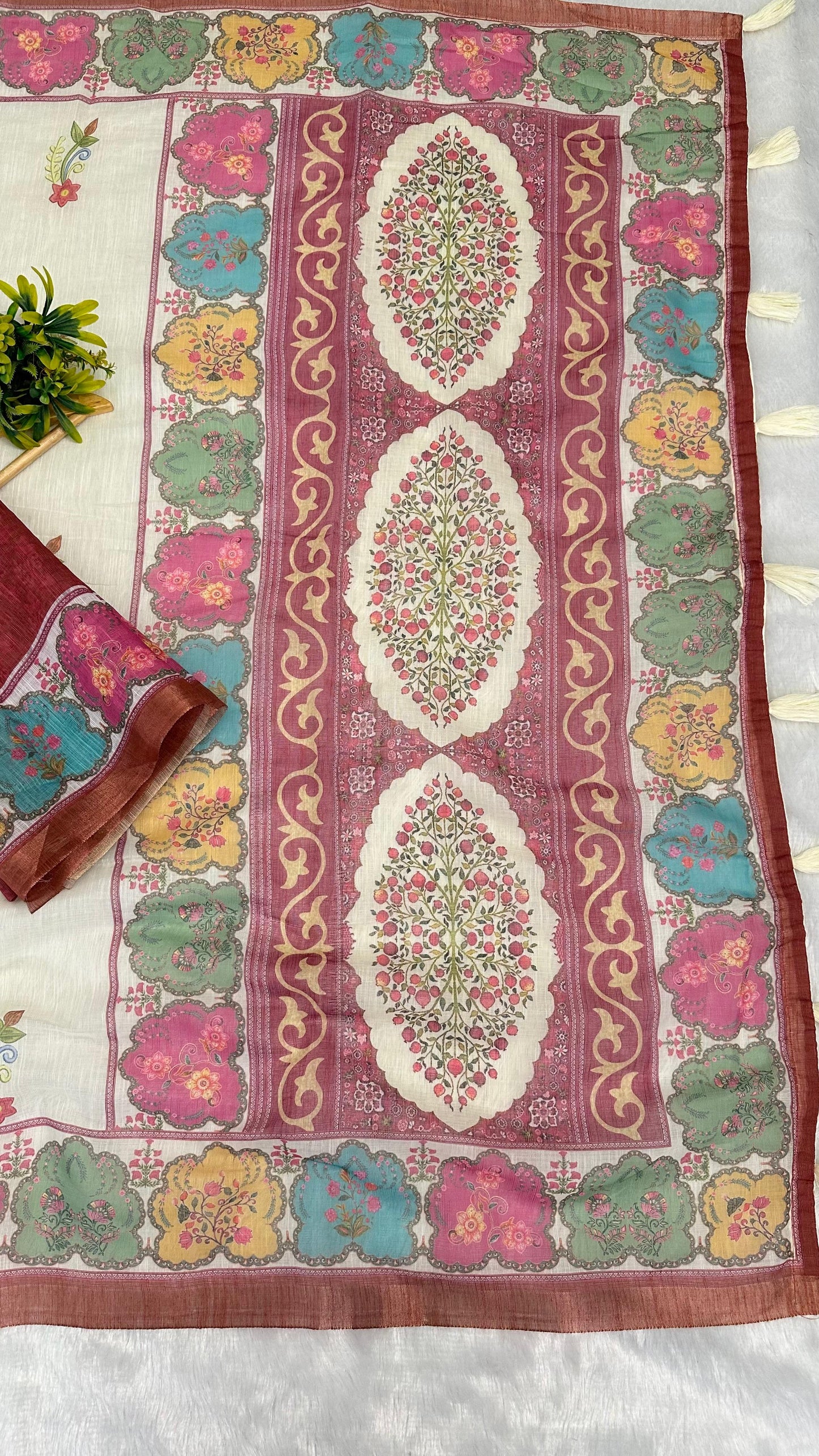 Cotton Linen Royal Print Saree