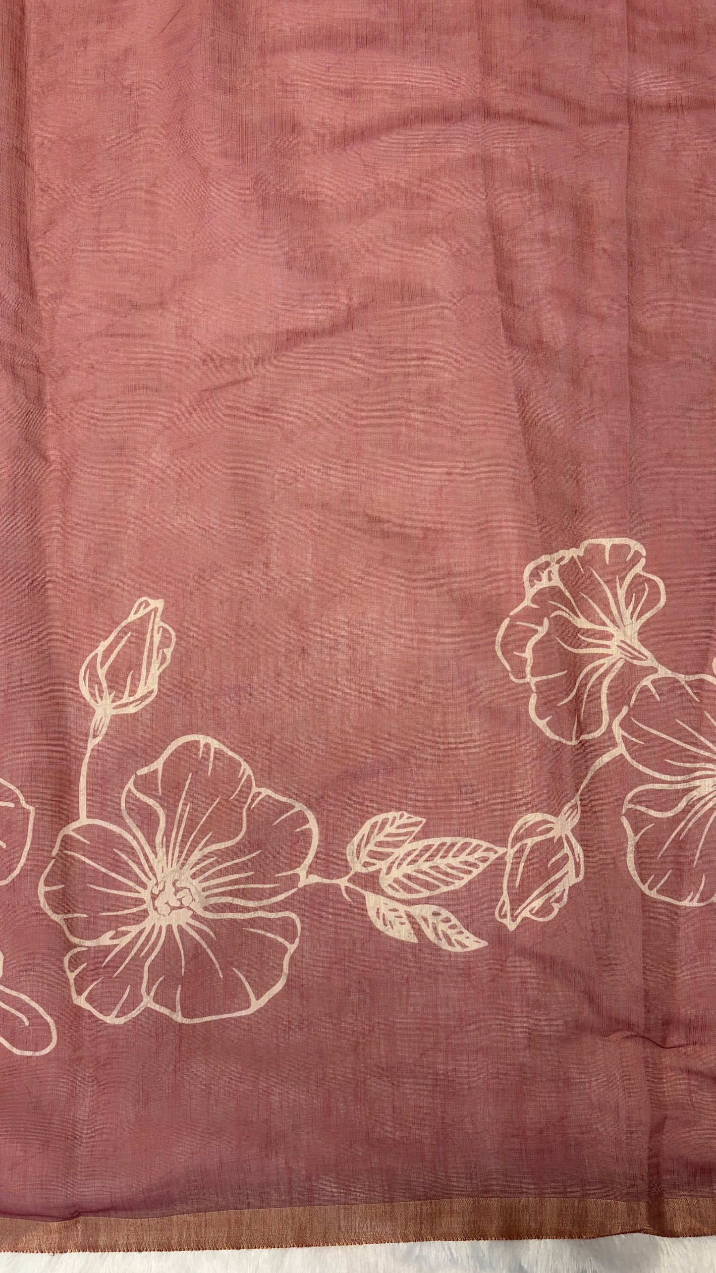 Cotton Linen Flower Print Saree