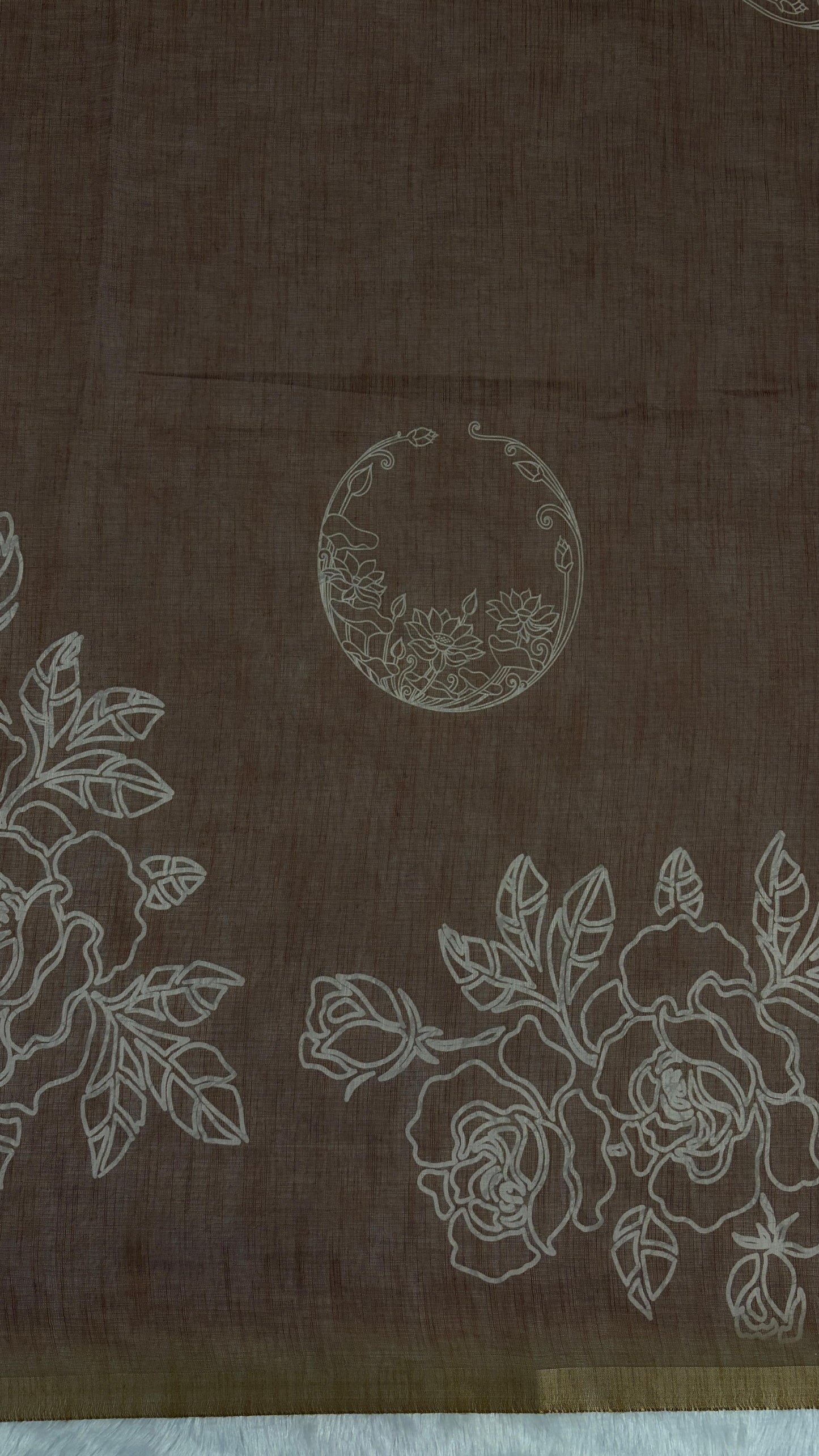 Cotton Linen Flower Print Saree
