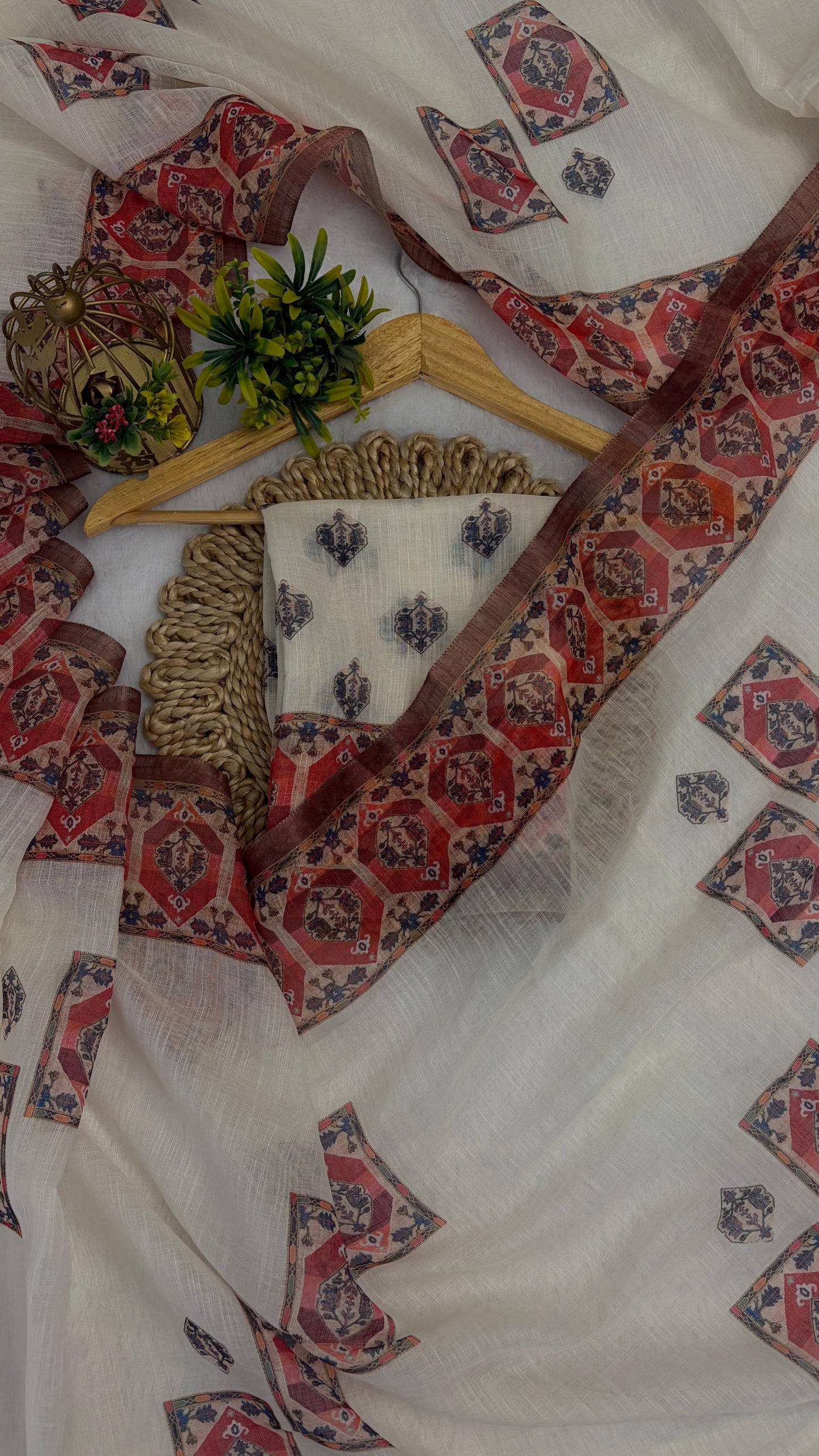 Cotton Linen Royal Print Saree