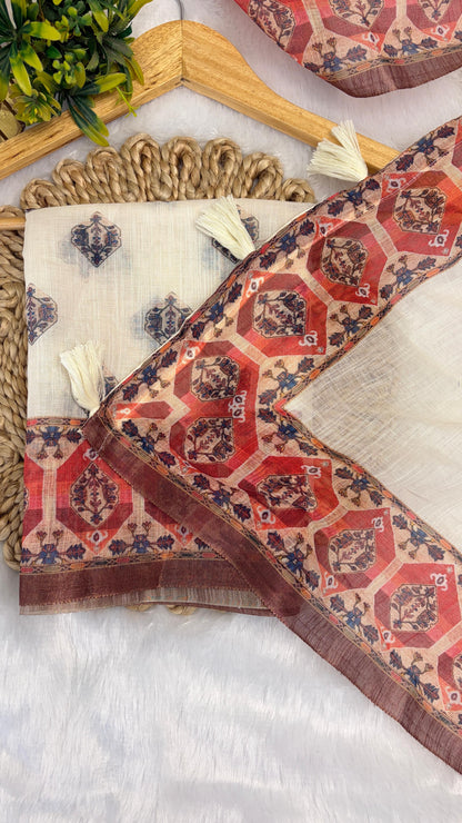 Cotton Linen Royal Print Saree