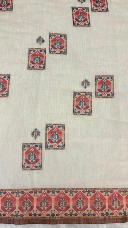 Cotton Linen Royal Print Saree