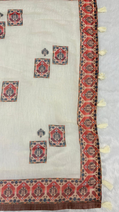 Cotton Linen Royal Print Saree
