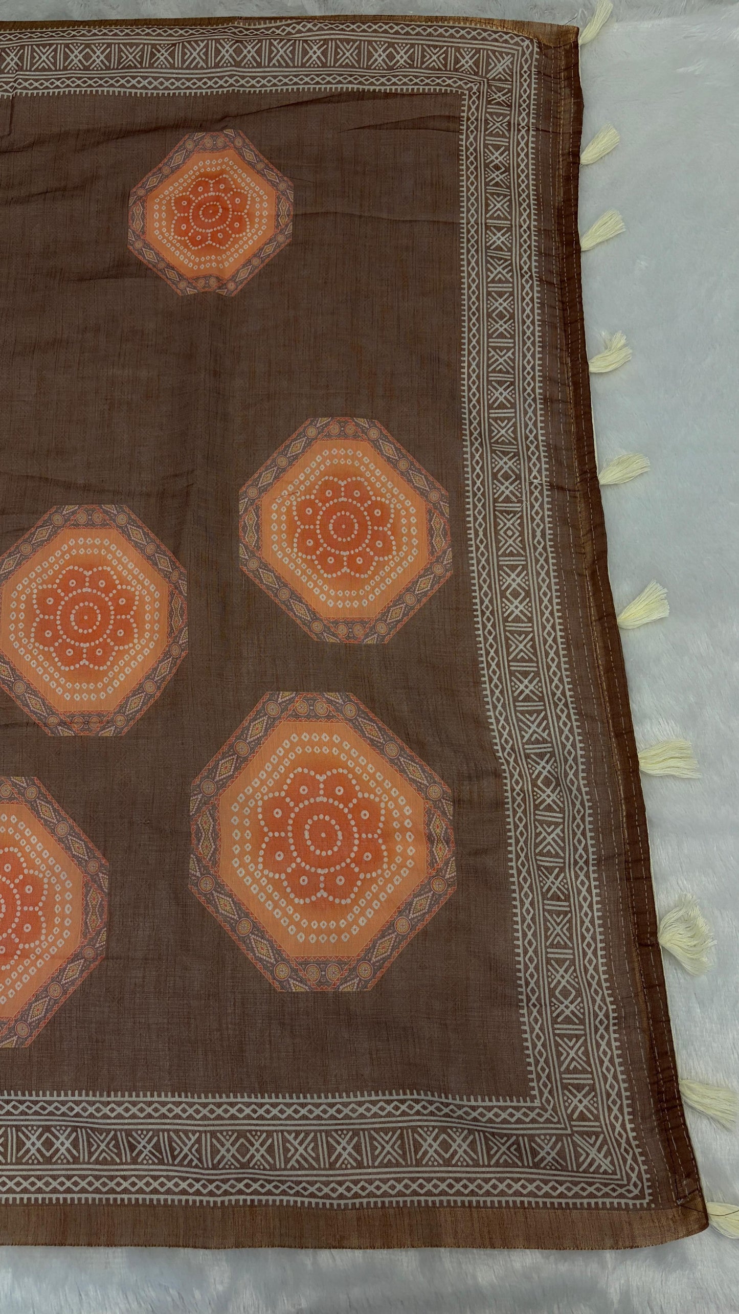 Cotton Linen Heritage Print Saree
