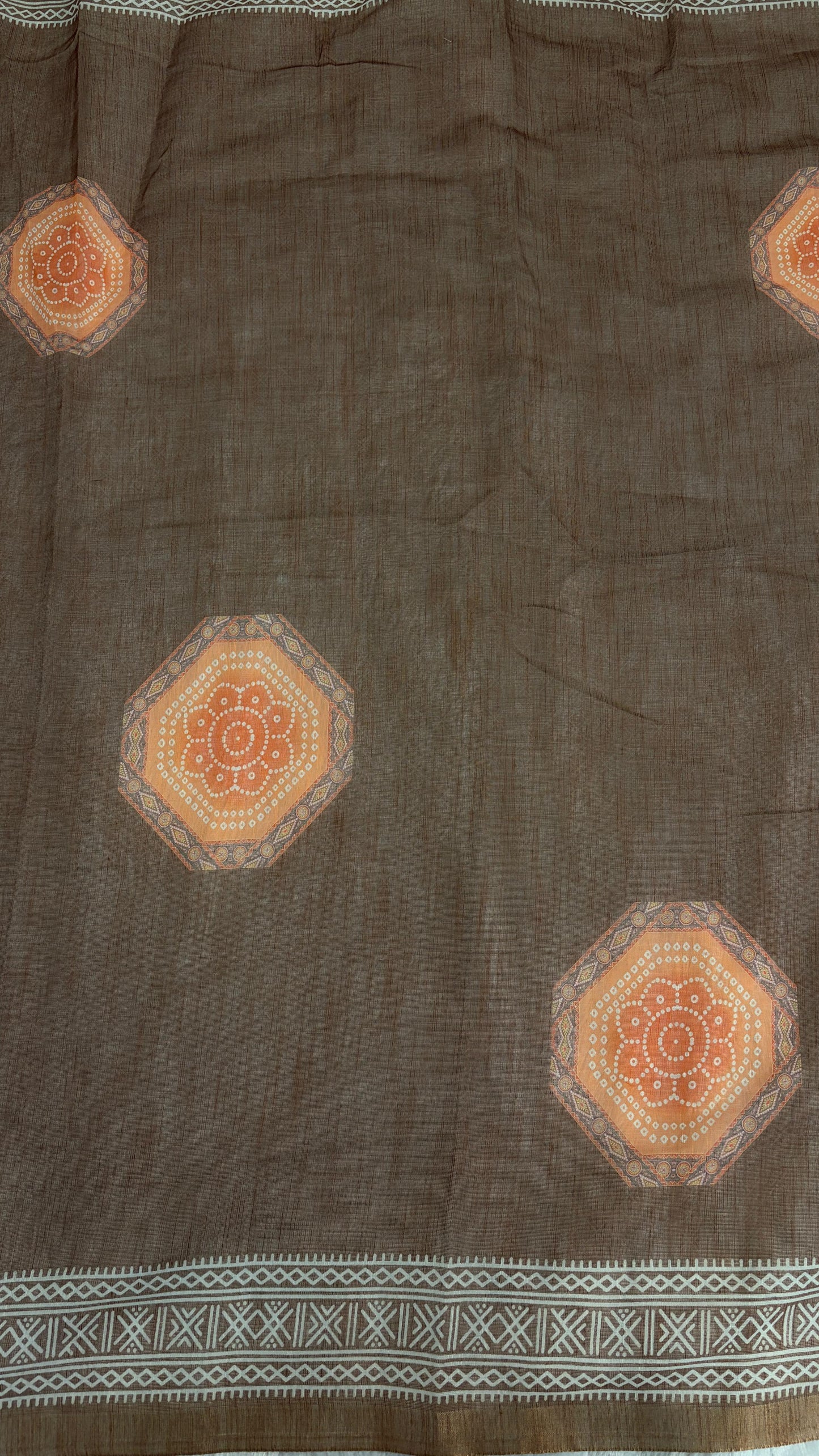 Cotton Linen Heritage Print Saree